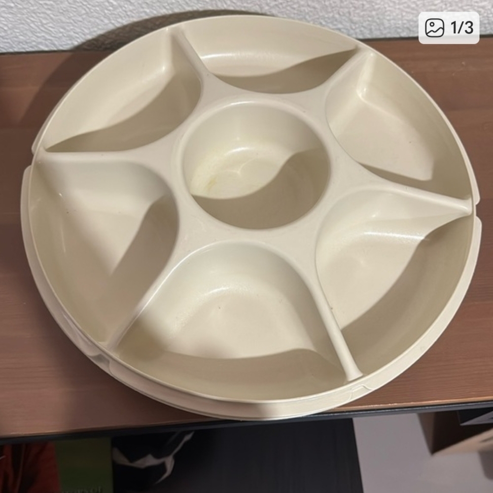 Cream Rotating Serving Tray